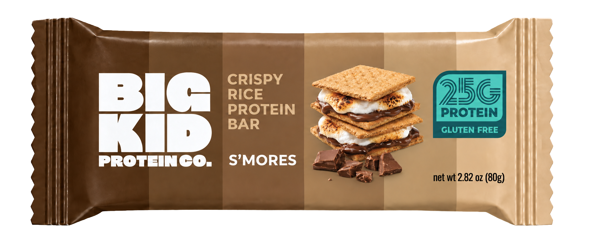 S’mores crispy rice protein treat in its wrapper